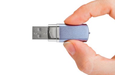 Flash drive in hand clipart