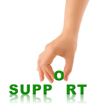 Hand and word Support clipart