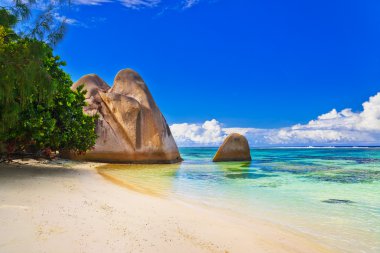 Beach Source d'Argent at Seychelles clipart