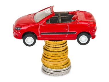 Toy car and stack of coins clipart