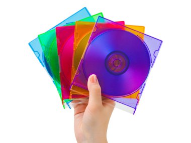 Hand with computer disks clipart