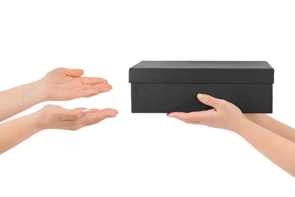 Hands giving box — Stock Photo, Image