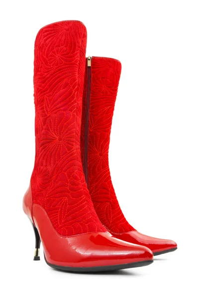 Γυναίκα κόκκινο μπότες — Φωτογραφία Αρχείου