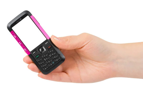 Hand geven mobiele telefoon — Stockfoto