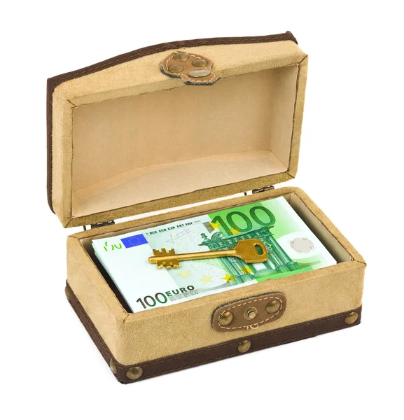 Dinero y llave en caja —  Fotos de Stock