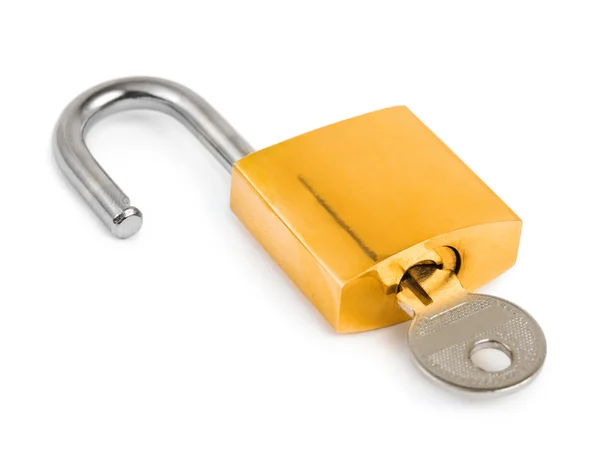 열린된 자물쇠와 열쇠 — 스톡 사진