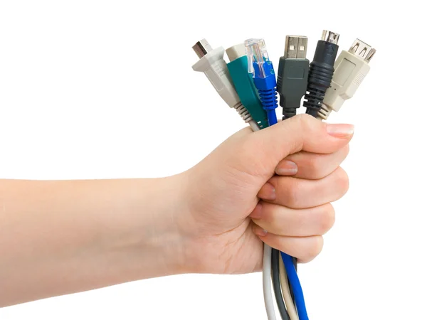 El bilgisayar kabloları — Stok fotoğraf