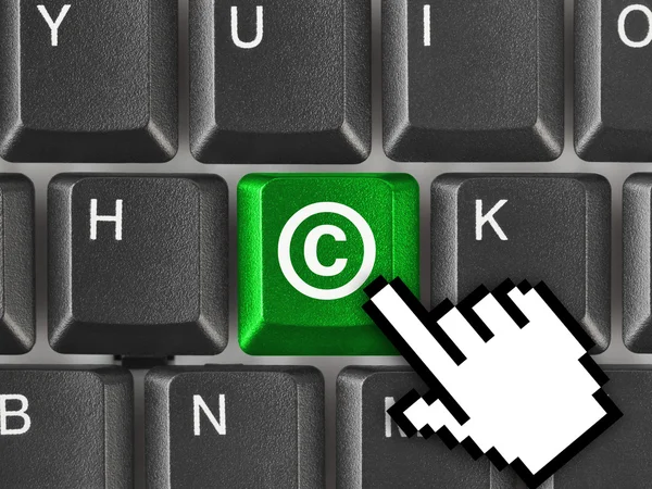 Teclado de ordenador con símbolo Copyright — Foto de Stock