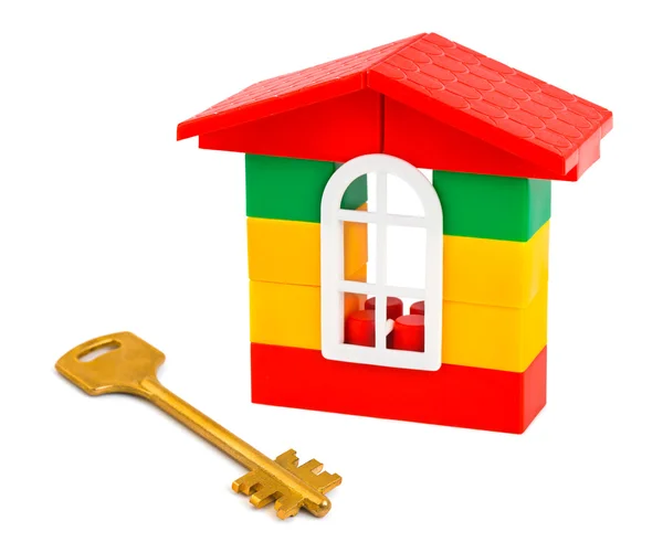 Toy house and key — Stock Photo, Image