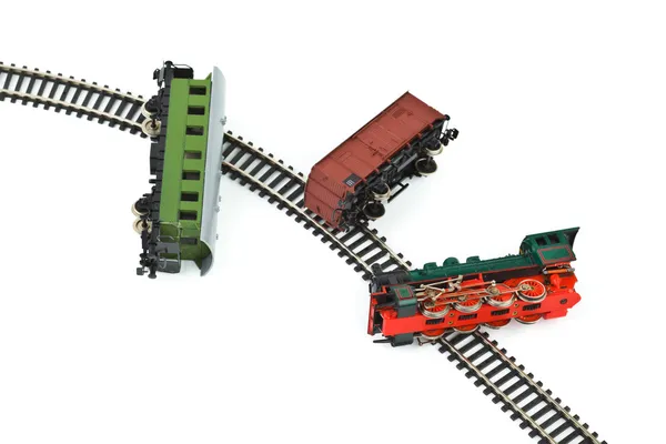 Аварийный игрушечный поезд — стоковое фото