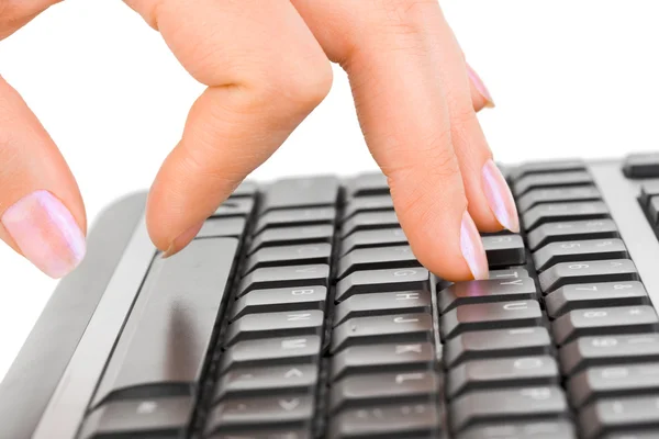Комп'ютерна клавіатура і рука — стокове фото