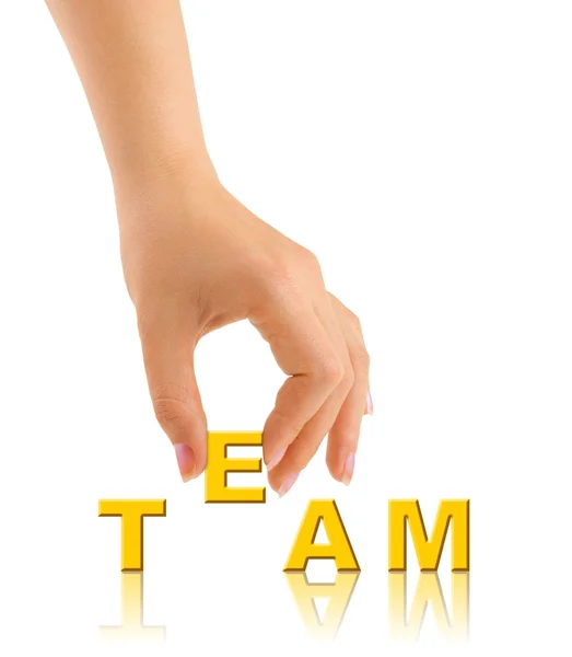 Hand en woord team — Stockfoto