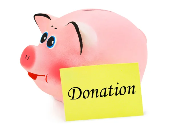 stock image Piggy bank and paper Donation