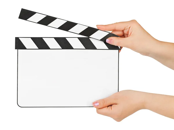 Blank clapboard in hands — Stock Photo, Image