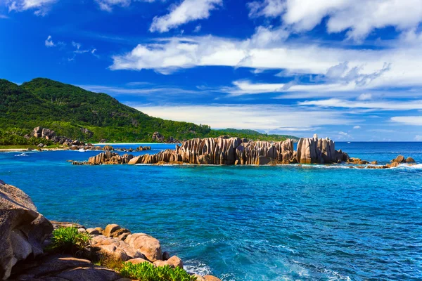 Praia Grand Anse na ilha La Digue, Seychelles — Fotografia de Stock