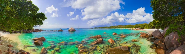 Panorama of beach Anse Lazio at Seychelles — Stock Photo, Image