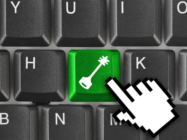 Počítačová klávesnice s bezpečnostním klíčem — Stock fotografie