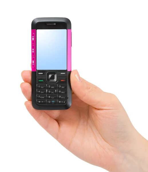 Hand en mobiele telefoon — Stockfoto