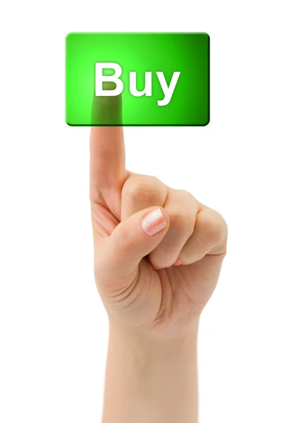 Kéz- és gomb vásárlás — Stock Fotó