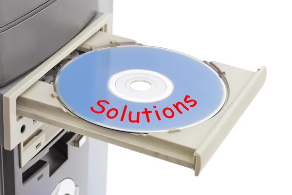 计算机和磁盘的解决方案 — 图库照片