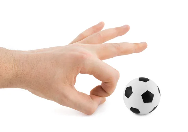 Mano y pelota de fútbol —  Fotos de Stock