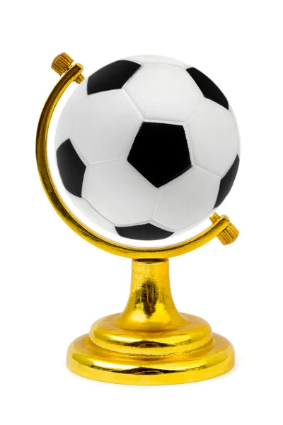 Bola de futebol como um globo — Fotografia de Stock