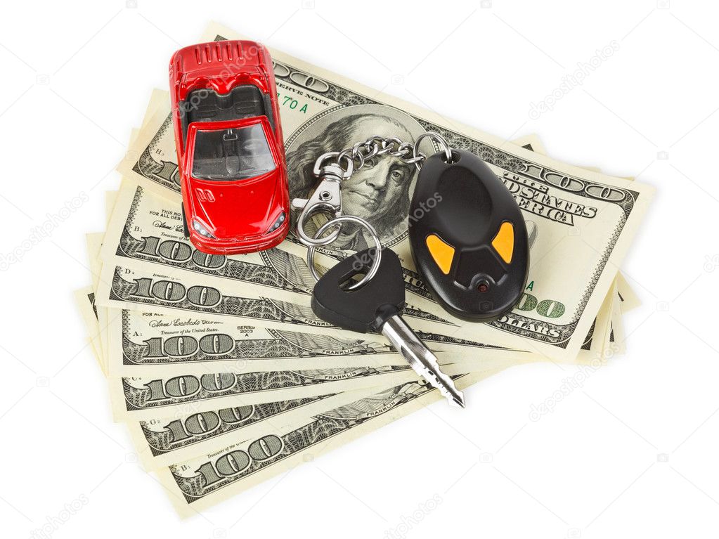 Toy car, keys and money