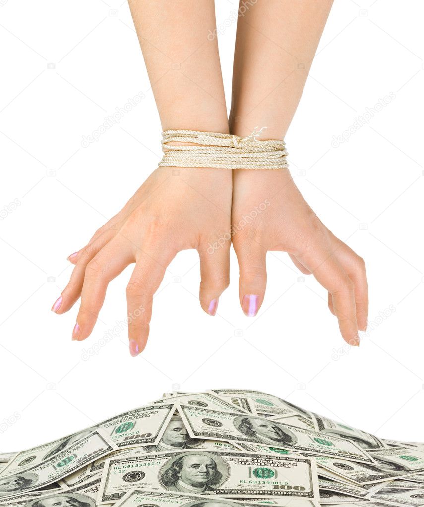 Money and bound hands