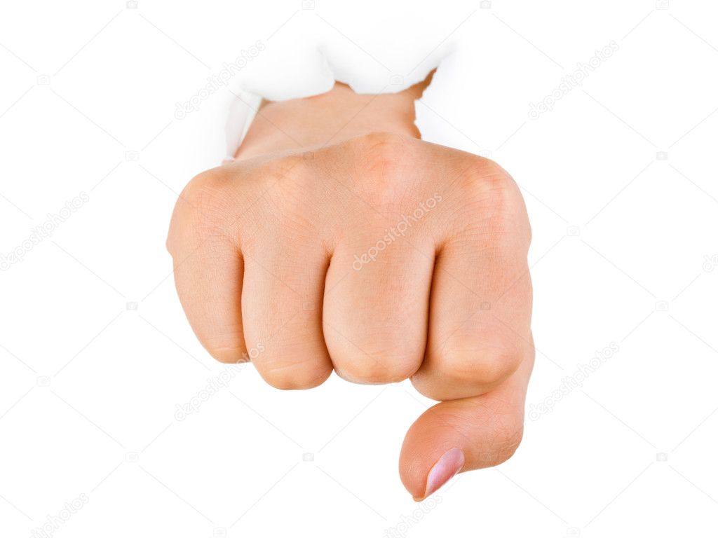 Fist punching paper