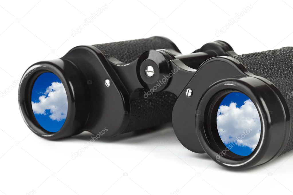 Binoculars and reflection of sky