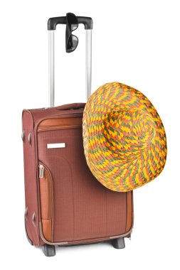 Travel case, hat and sunglasses clipart