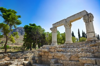 Ruins of temple in Corinth, Greece clipart