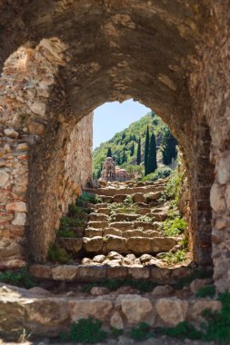 Ruins of old town in Mystras, Greece clipart