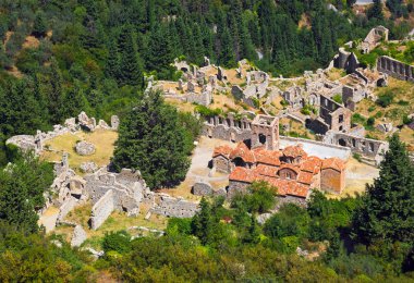 Ruins of old town in Mystras, Greece clipart