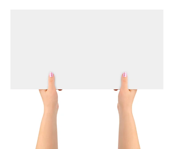 Hands and paper banner — Stock Photo, Image