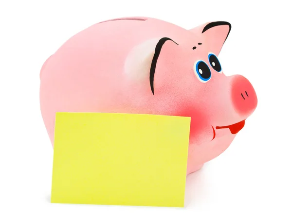 Piggy bank en Opmerking papier — Stockfoto
