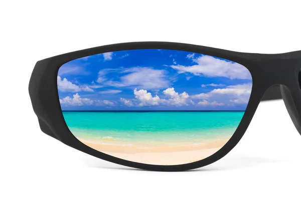 stock image Sunglasses and seascape reflection