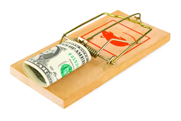 Mousetrap and money — Stock Photo, Image