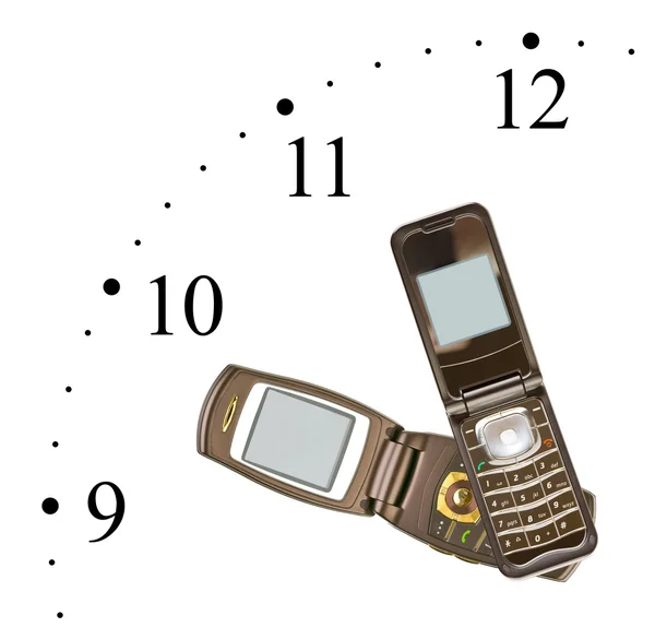 Cep telefonları hakkında yapılmış saat — Stok fotoğraf