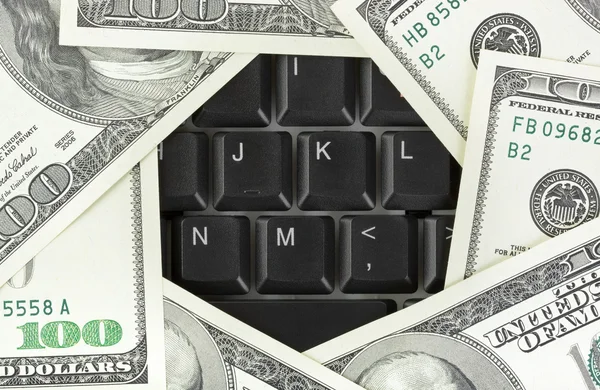 Computer keyboard and money — Stock Photo, Image