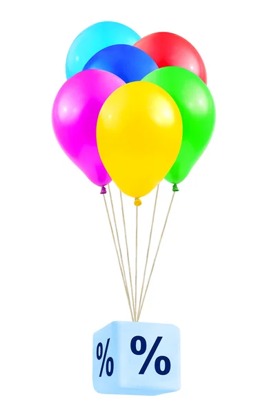 Wielobarwny balony z procentem — Zdjęcie stockowe