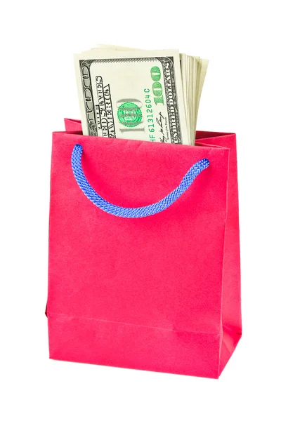 Nákupní taška s penězi — Stock fotografie