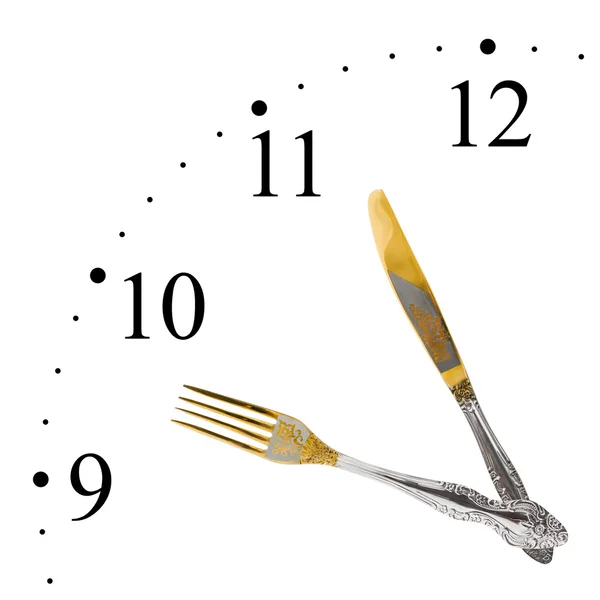 포크와 나이프의 시계 — 스톡 사진