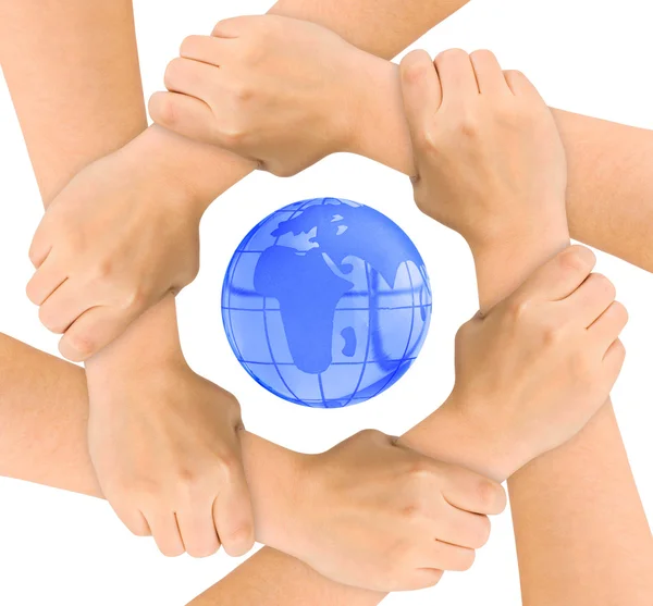 Kéz és a globe — Stock Fotó
