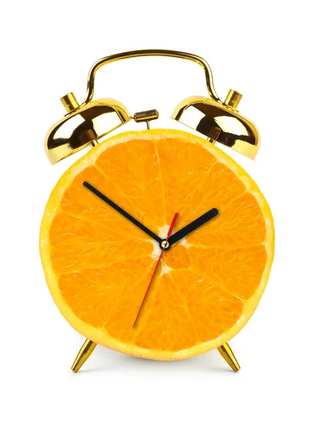 オレンジ色の果物の作った時計 — ストック写真