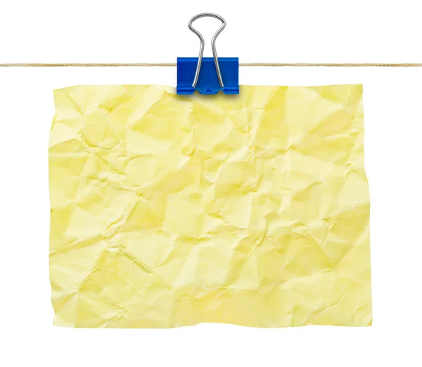 Желтая скомканная бумага — стоковое фото