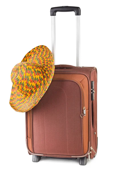 Mala e chapéu de viagem — Fotografia de Stock