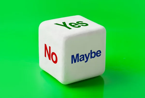 Kostky s slova Ano, ne a možná — Stock fotografie