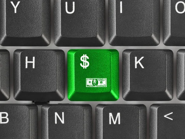 Computer keyboard with money key — Stock Photo, Image