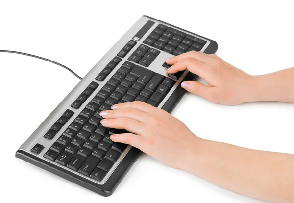 Computer keyboard and hands — Stock Photo, Image